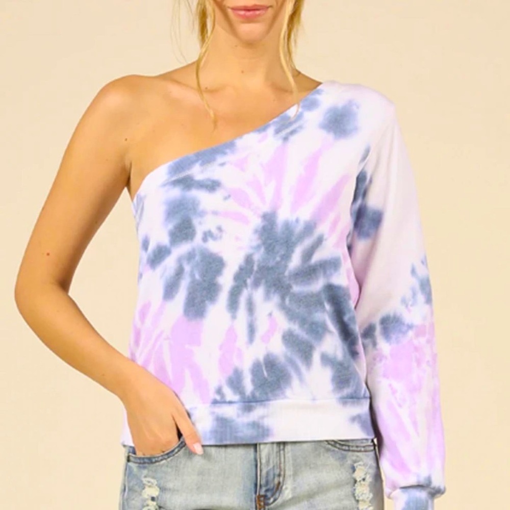 Ocean Drive 1 Shoulder Fleece Tie Dye Top